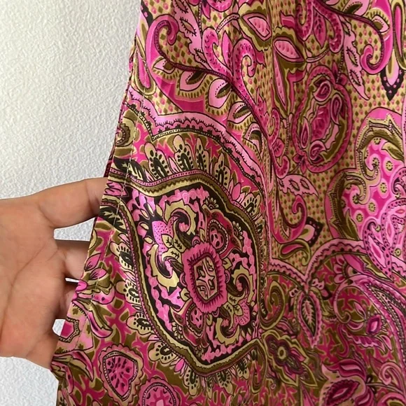 Bohemian flared paisley pink maxi dress one size 100% Viscose - Picture 10 of 17